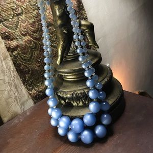 Vintage Beautiful Blue Double Strand Bead Necklace